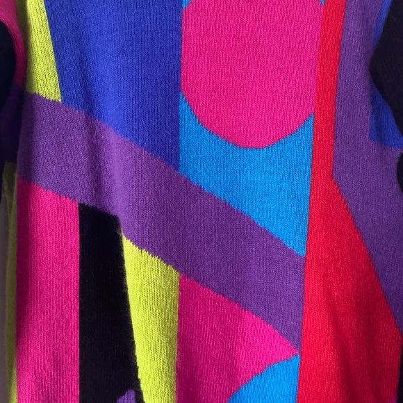 Vintage 80s Abstract Pullover Sweater Tunic Lambswool Angora l Drop Shoulder - Picture 8 of 14
